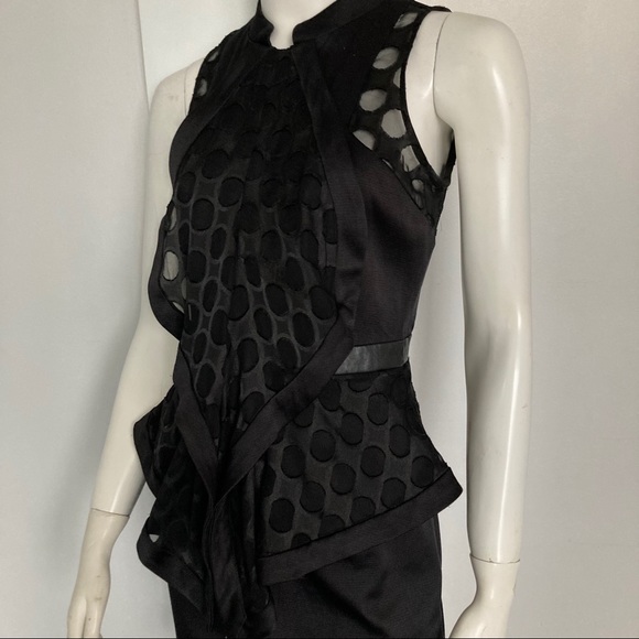 Walter Baker Funky Peplum Proper Black Dress leather trim size small - Picture 1 of 12
